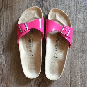 Birkenstock Madrid slide in patent Fuchsia